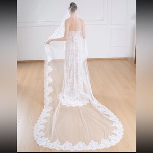 Lace Bridal Veil - Cathedral Length (118 inches) with blusher NEVER WORN